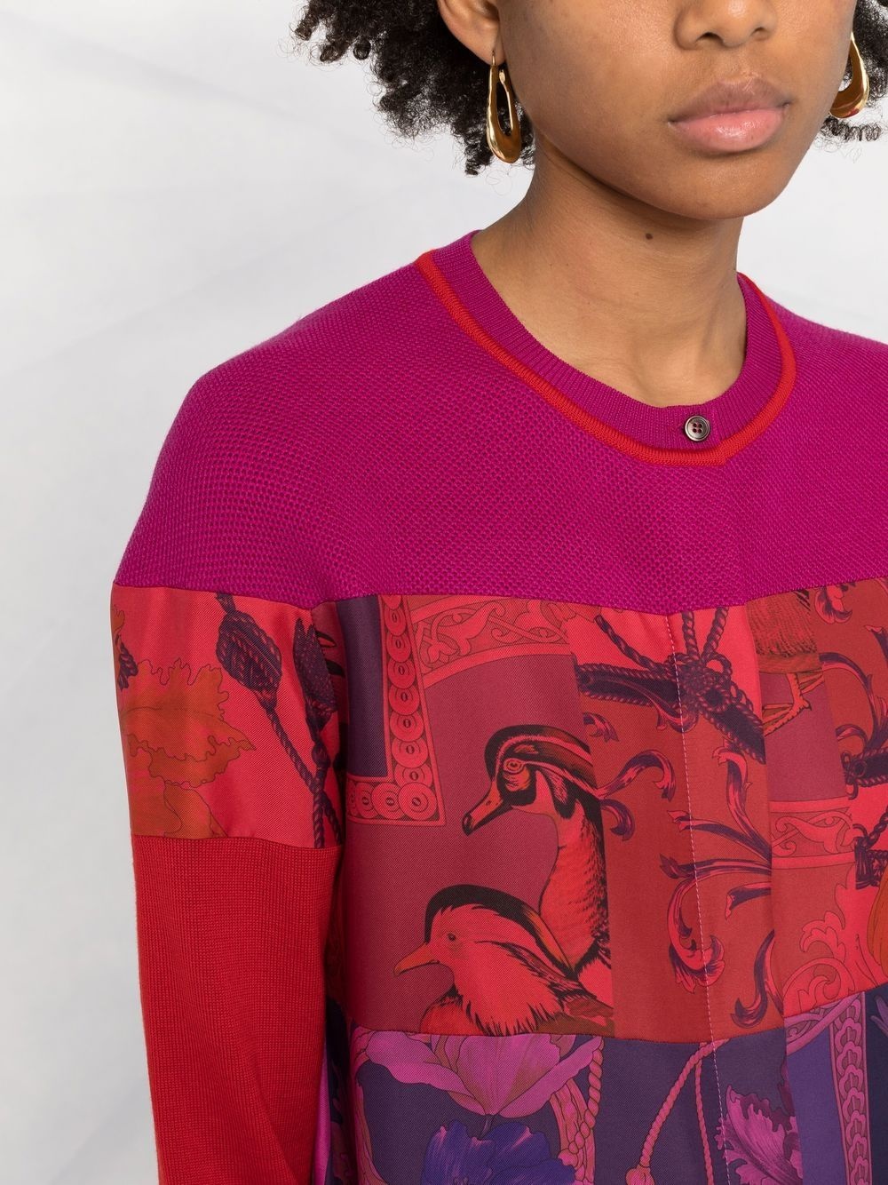 heritage-print panelled cardigan - 5