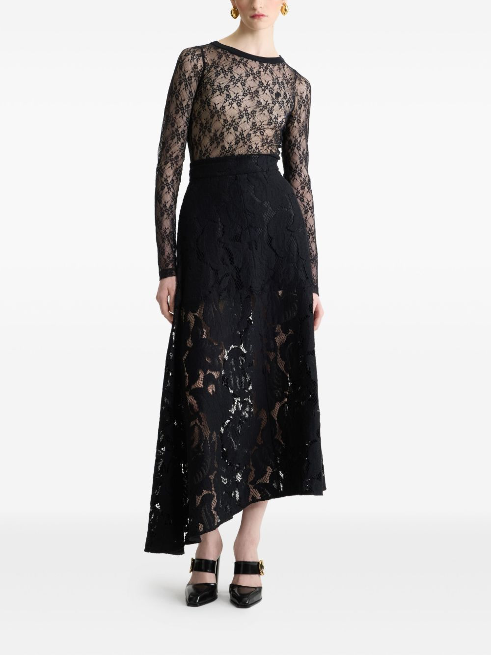 asymmetric lace midi skirt - 2