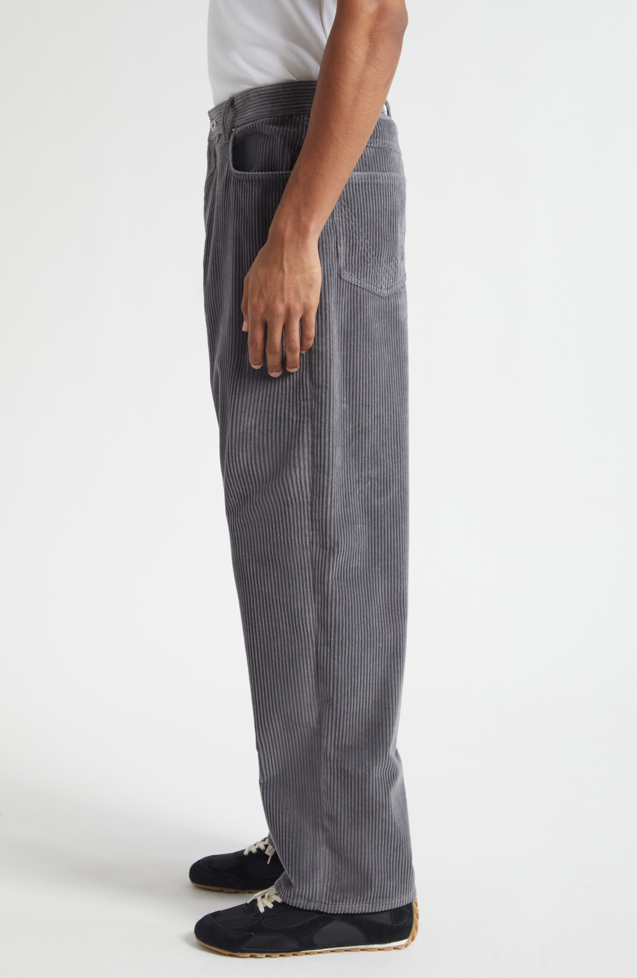 Bottega Veneta Matt Wide Leg Corduroy Pants in 1230 Thunder at Nordstrom - 3