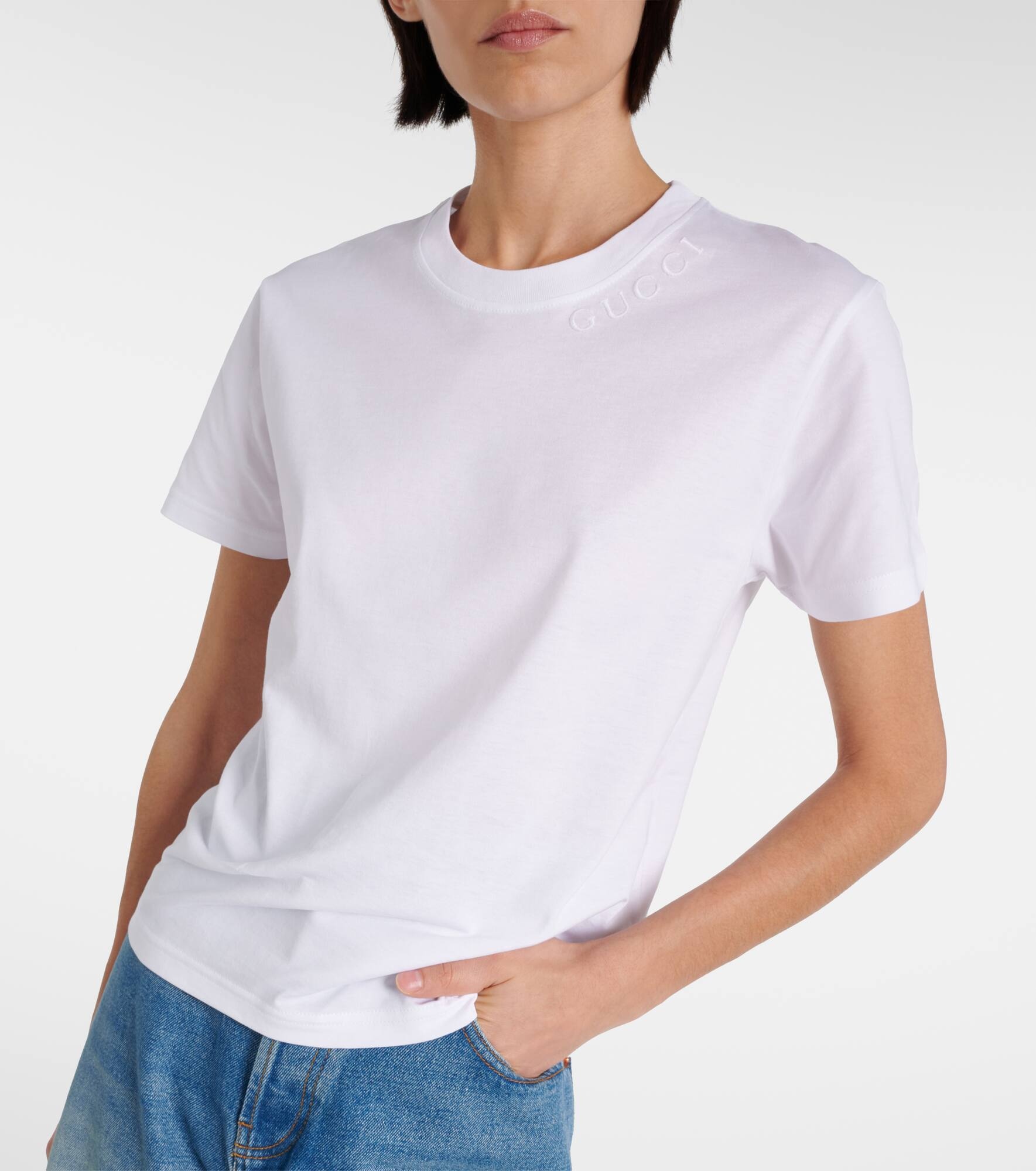 Embroidered cotton jersey T-shirt - 5
