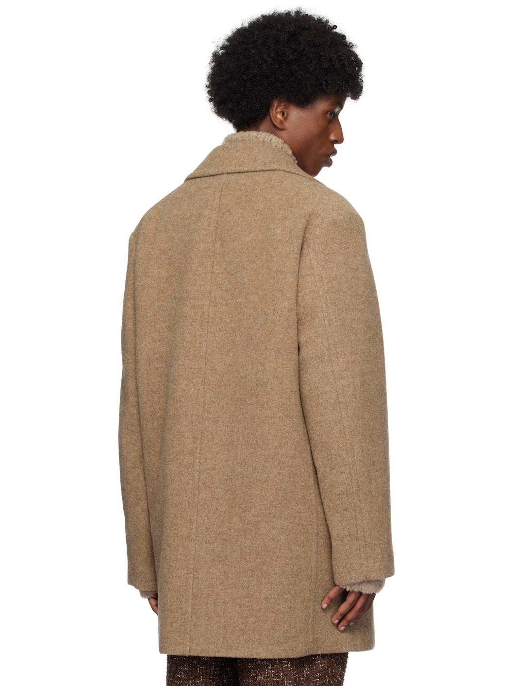AURALEE Brown Sponge Wool Melton Peacoat | REVERSIBLE