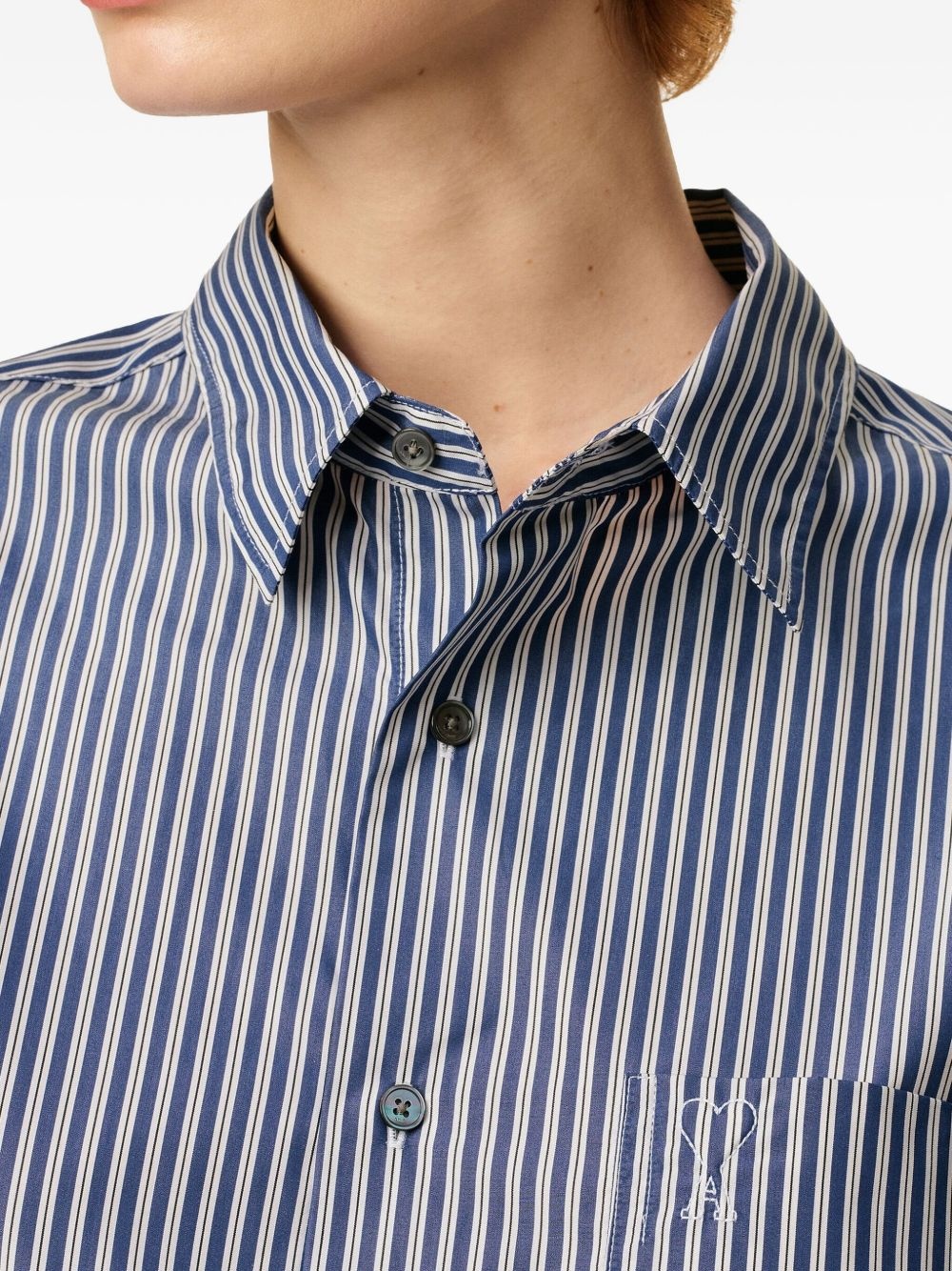 Ami de Coeur-embroidered stripe-pattern shirt - 6