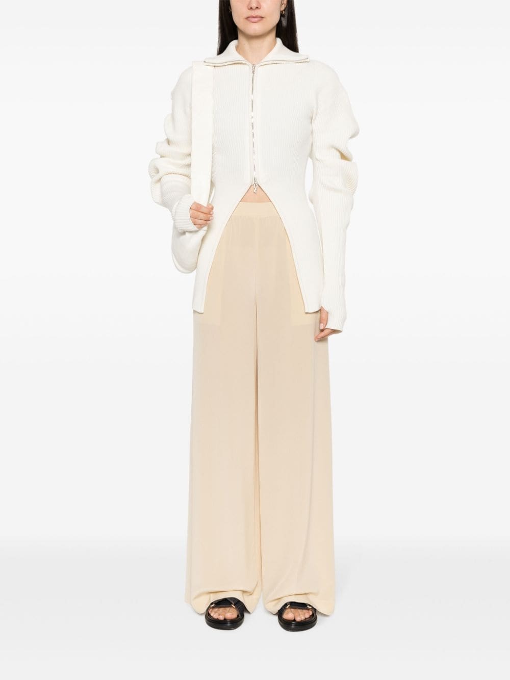 silk wide-leg trousers - 2