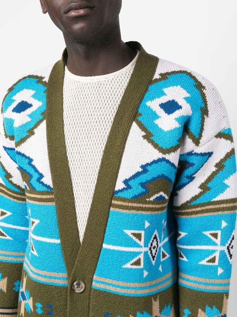 graphic-print knitted cardigan - 5