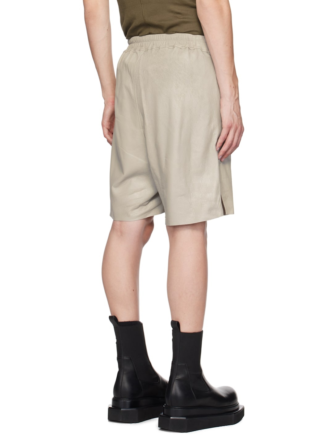 Gray Megablister Leather Shorts - 3