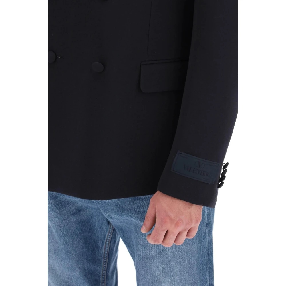 Valentino DOUBLE BREASTED JACKET IN GRAIN DE POUDRE WOOL