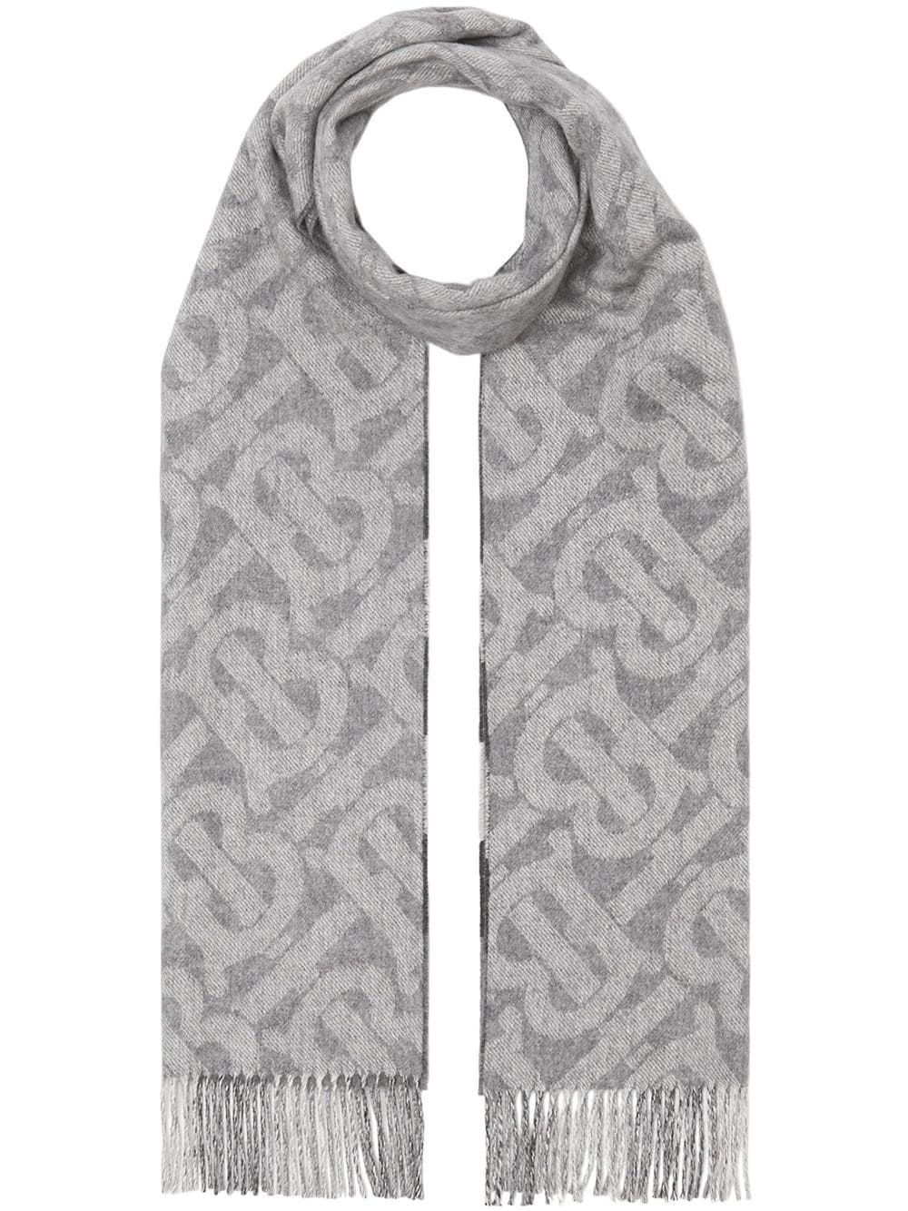 reversible monogram-print and checked cashmere scarf - 1