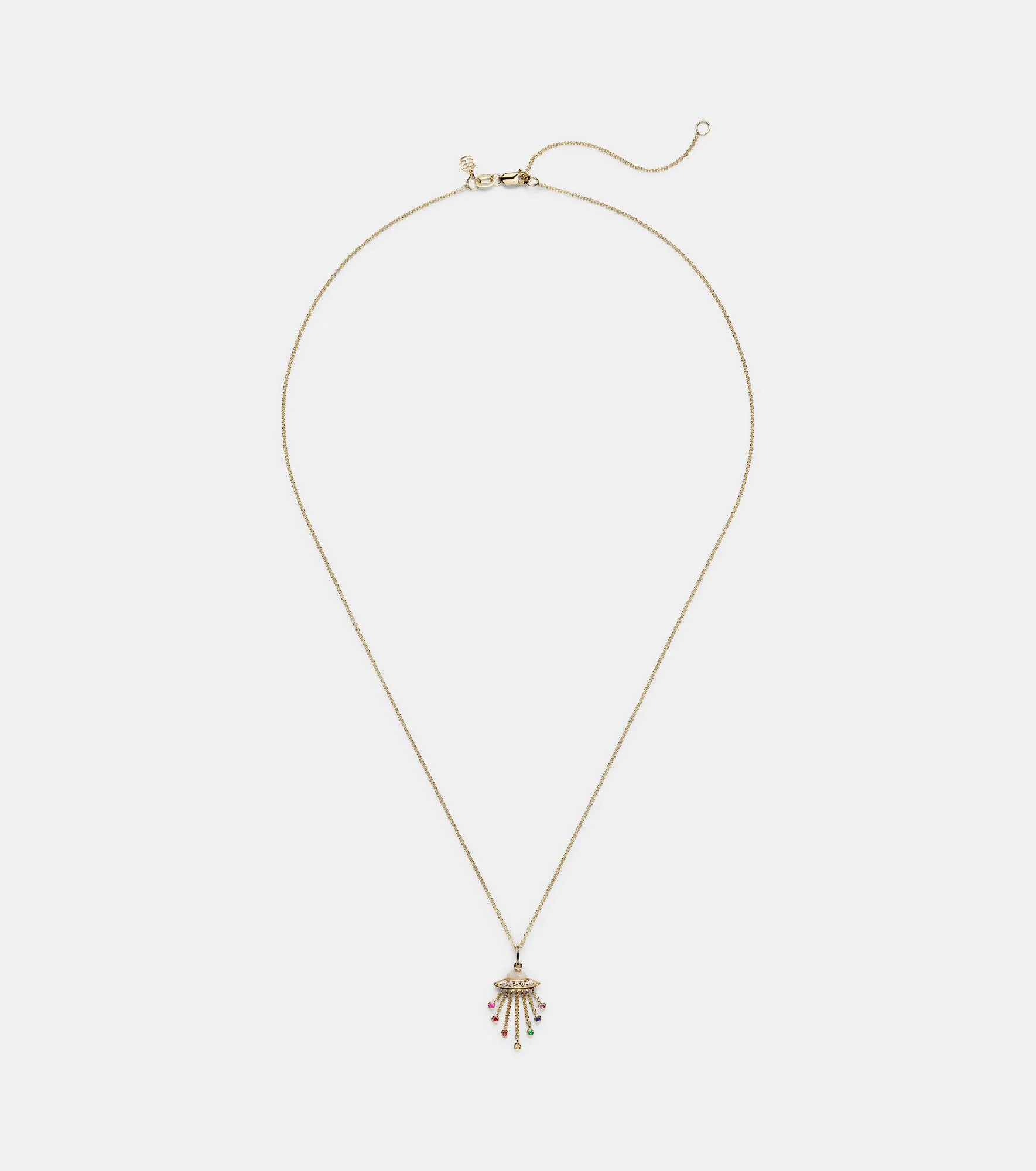 UFO 14kt gold pendant necklace with diamonds - 1