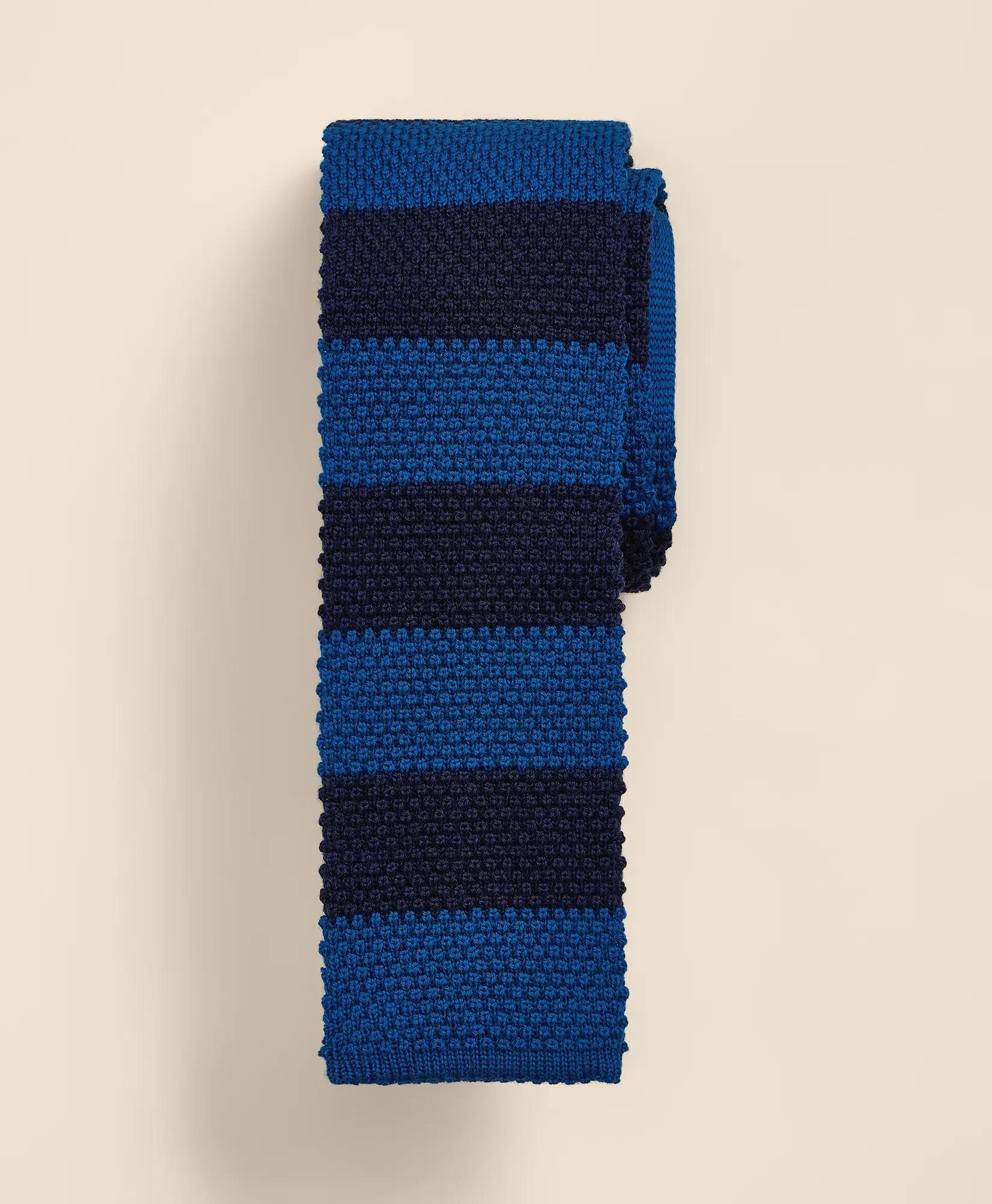 Wool Rugby-Stripe Knit Tie - 1