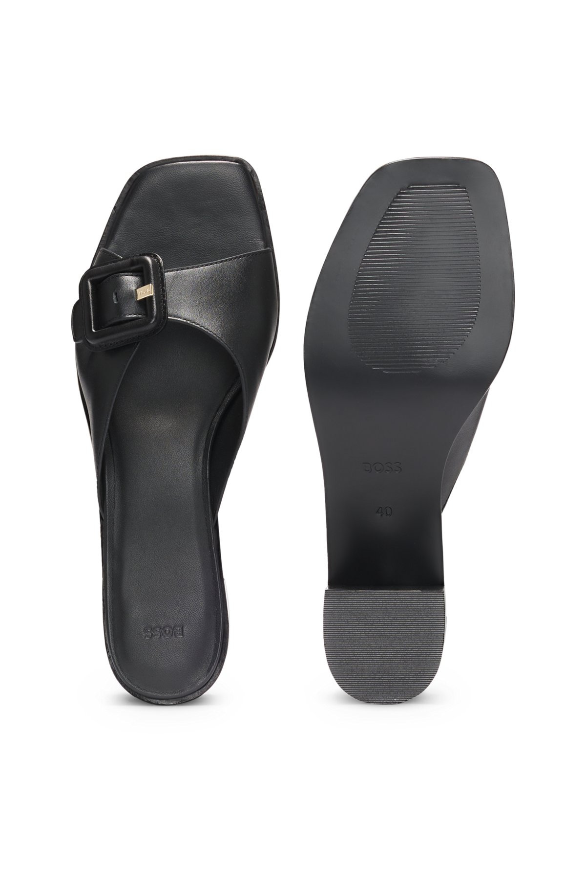 LEATHER MULES WITH BUCKLE DETAIL - 5