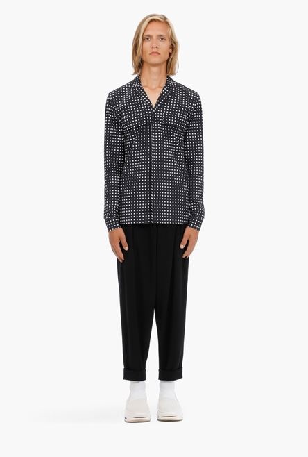 Black cotton shirt with white polka-dots - 4