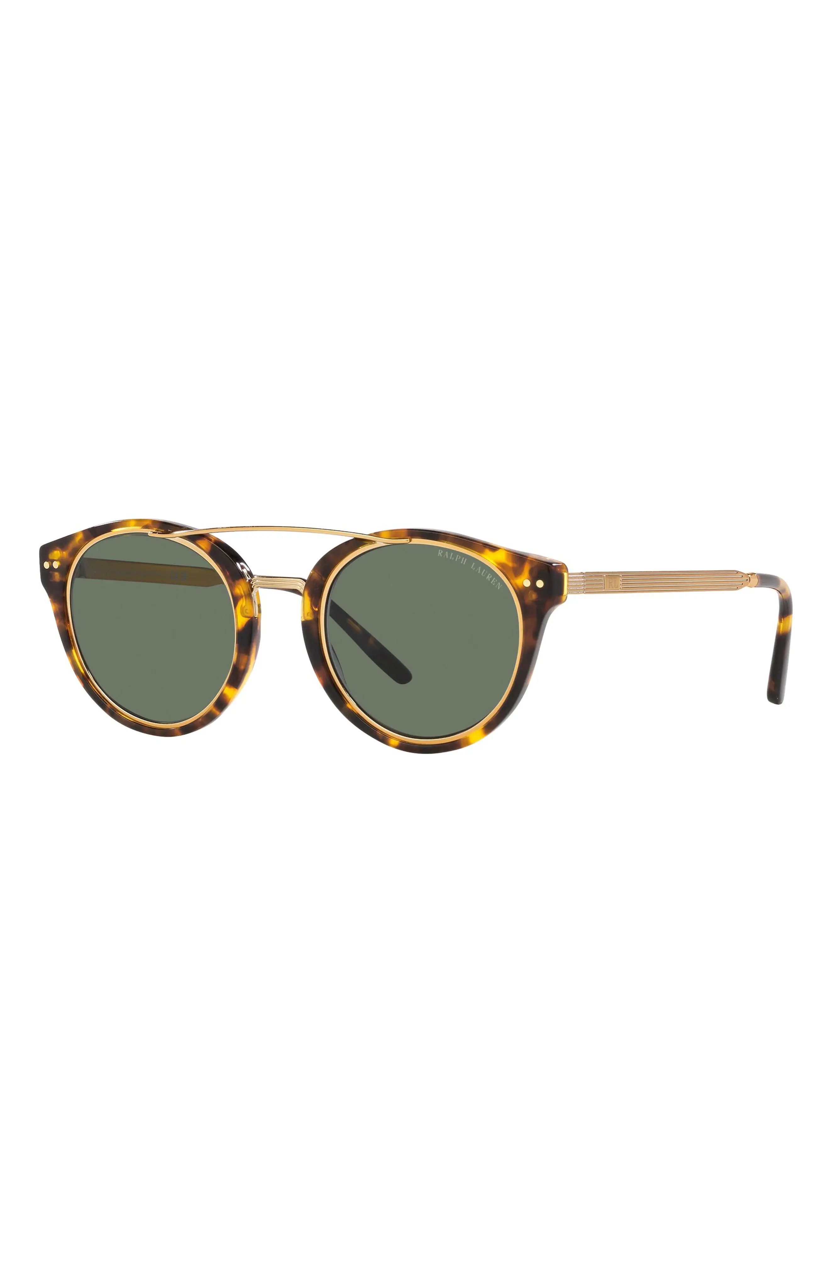 49mm Round Sunglasses in Havana/Green - 2