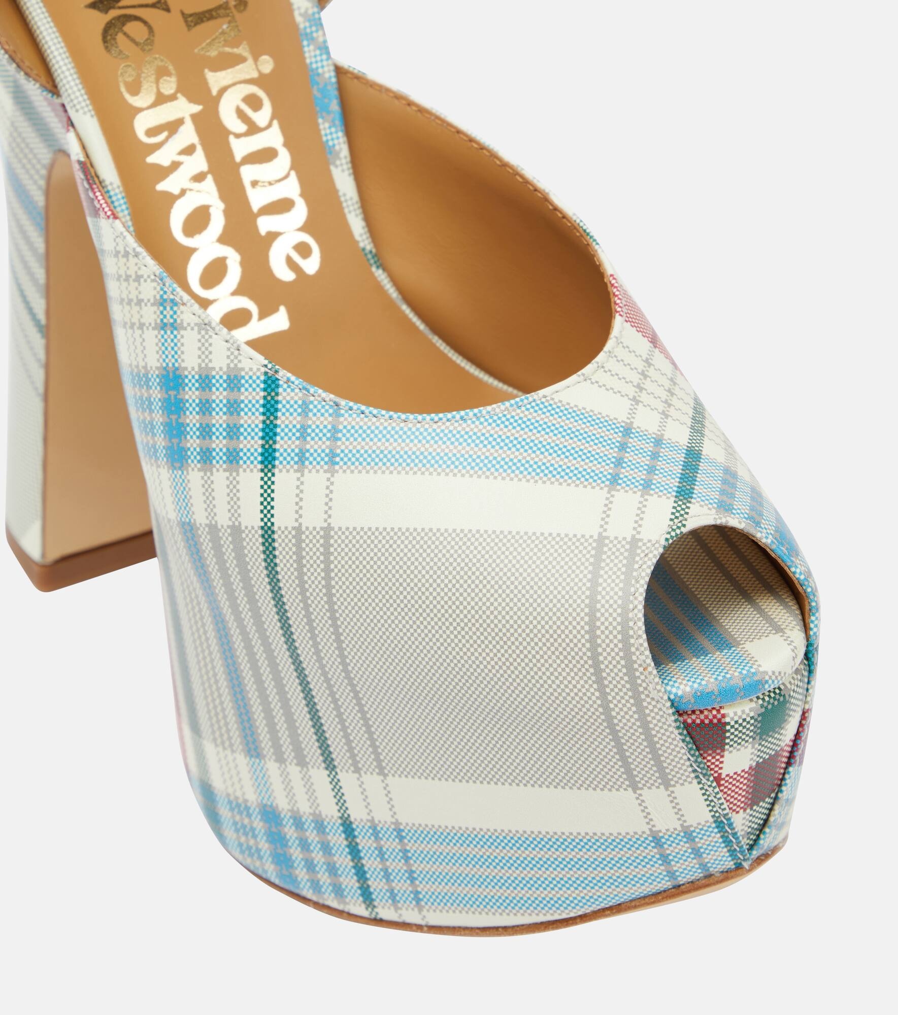 Vargas checked leather platform pumps - 6