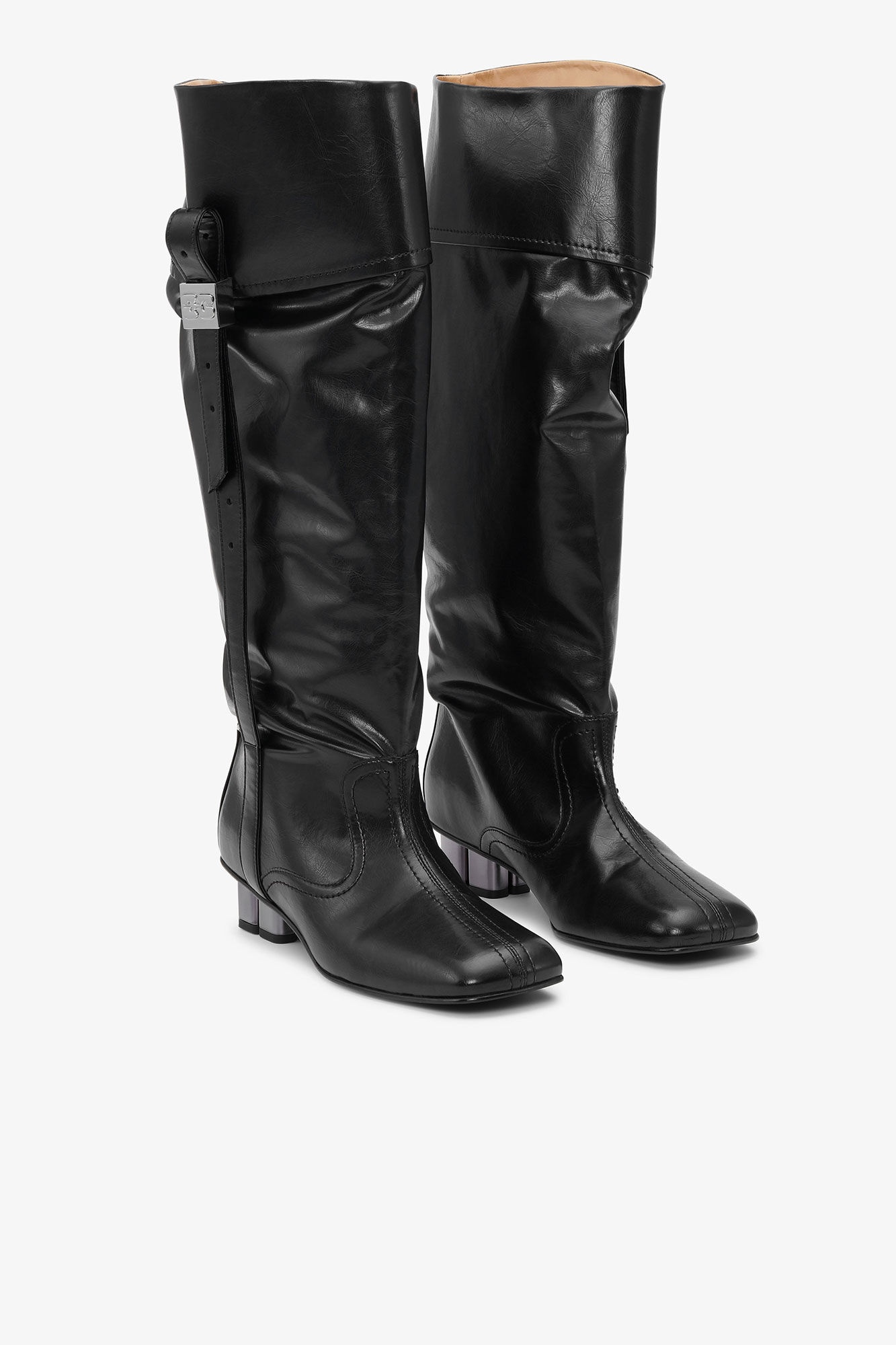 BLACK SLOUCHY KNEE BOOTS - 2