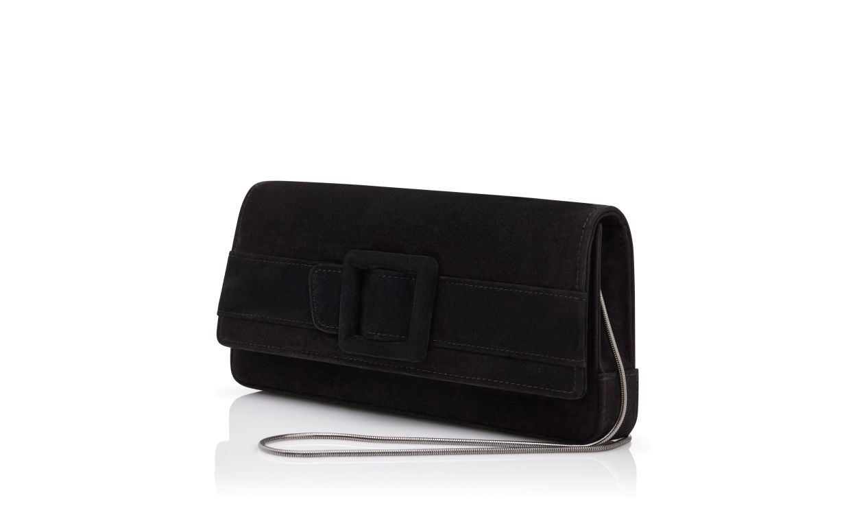 Black Suede Buckle Clutch - 3