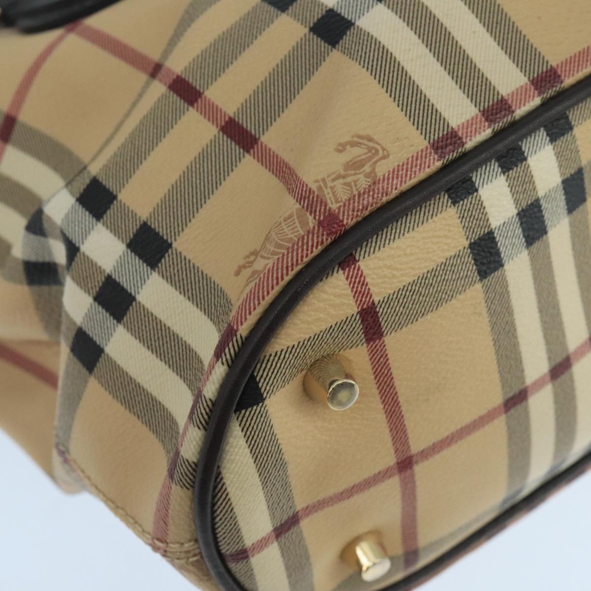 Burberry Nova Check Hand Bag Pvc Leather Beige - 11