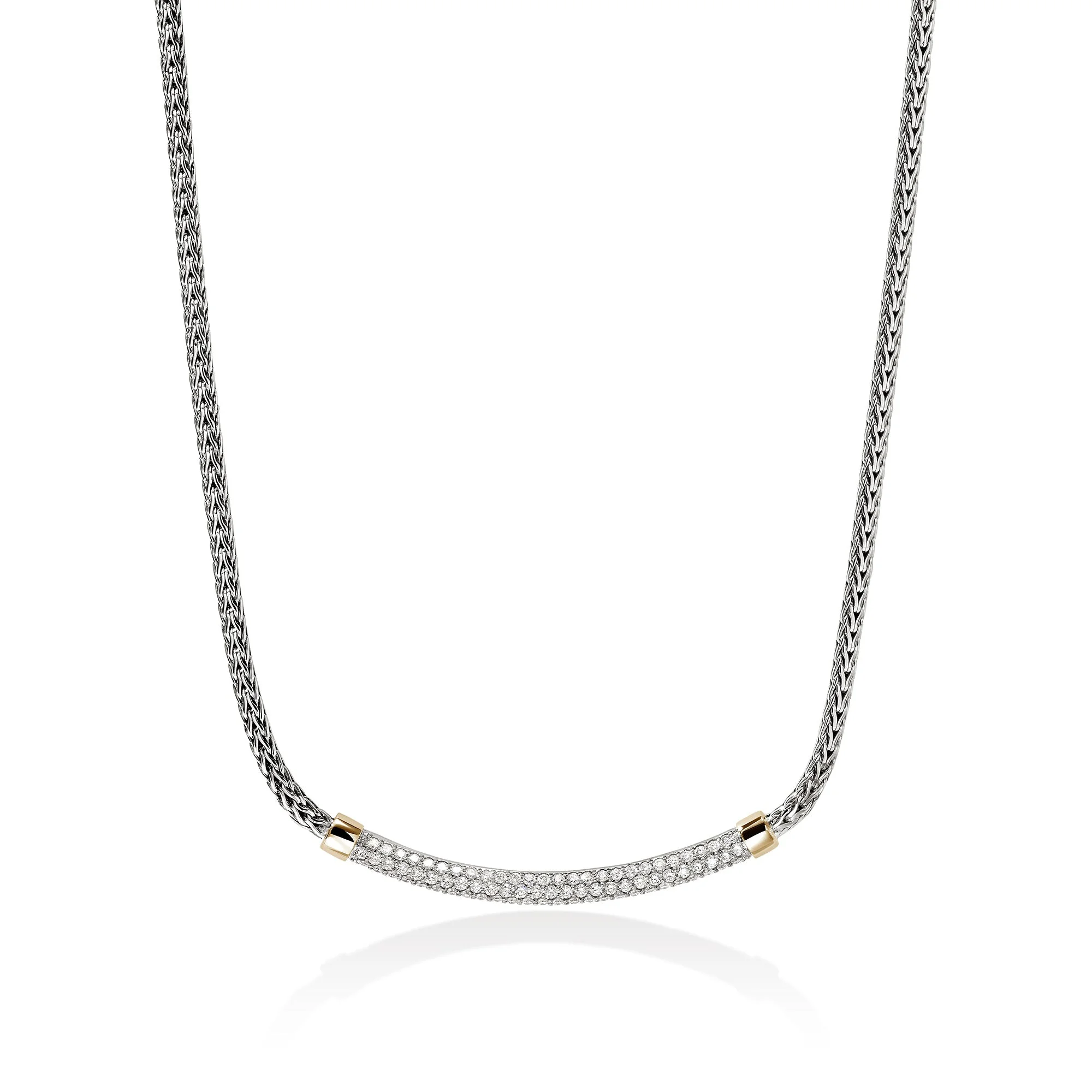 JH Essential Pave Necklace, Gold, Sterling Silver, Diamonds, 2.5MM - 1