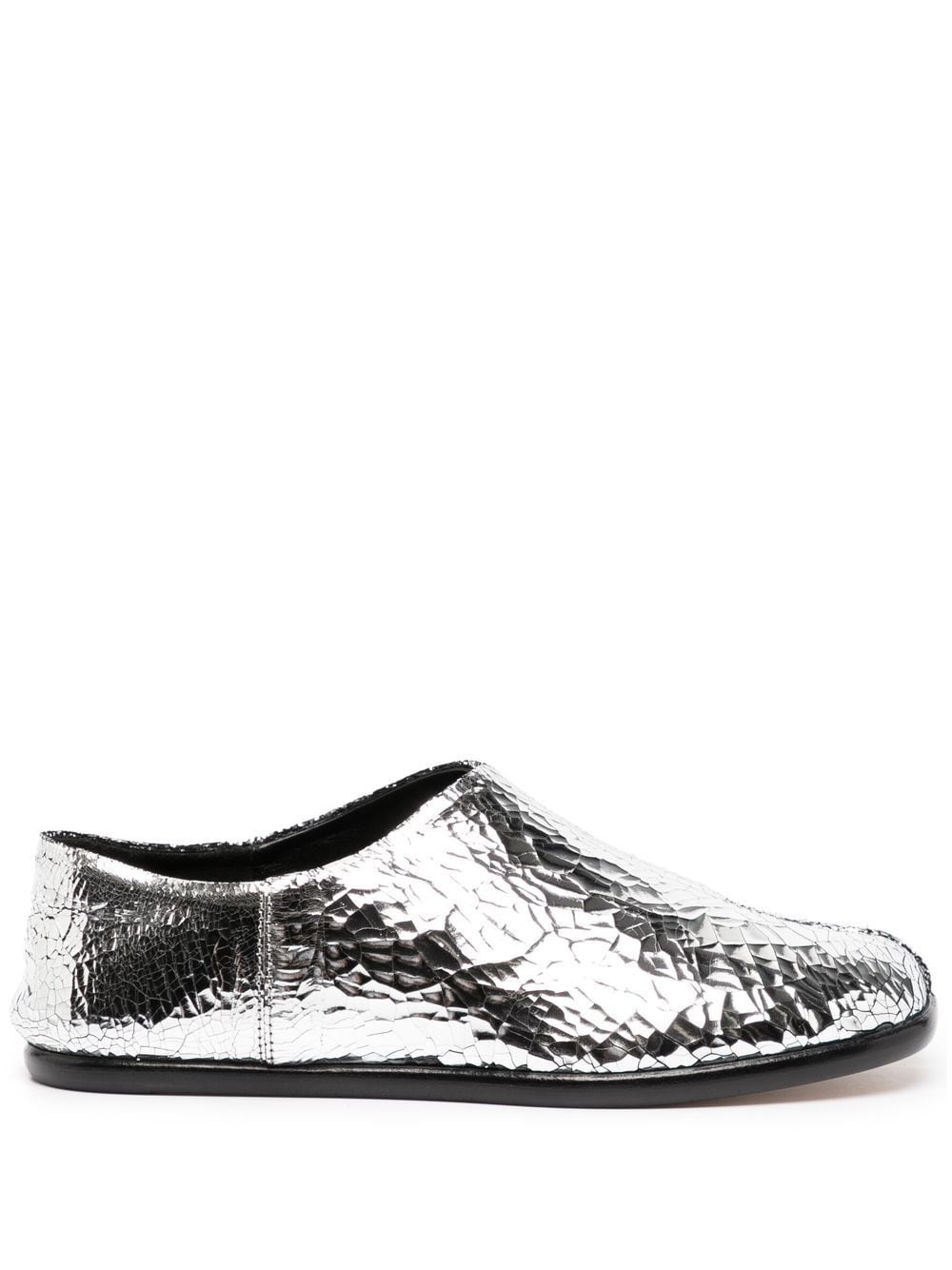 metallic-finish tabi-toe loafers - 1