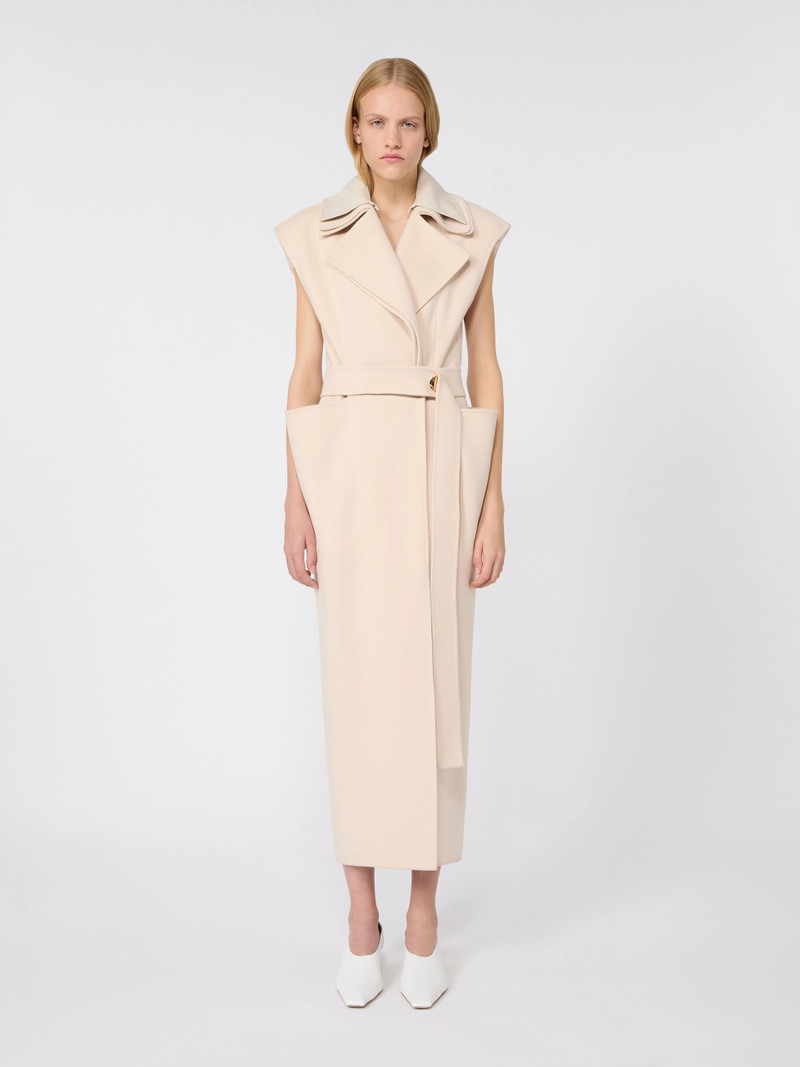BOSSO Sleeveless pure double wool coat - POWDER 3