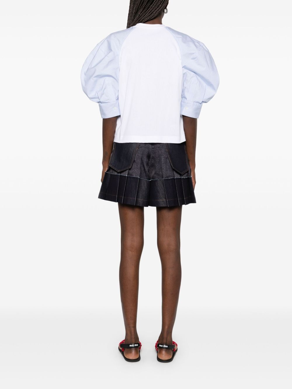 cotton poplin-detailed T-shirt - 4