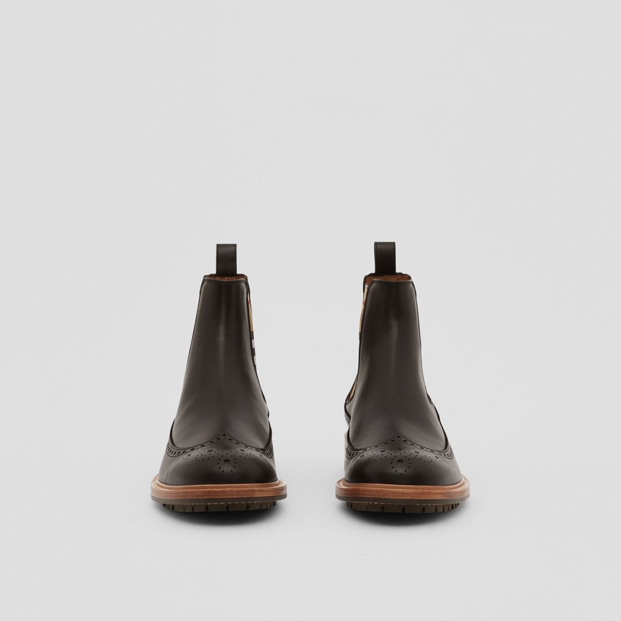 Vintage Check Panel Leather Chelsea Boots - 4