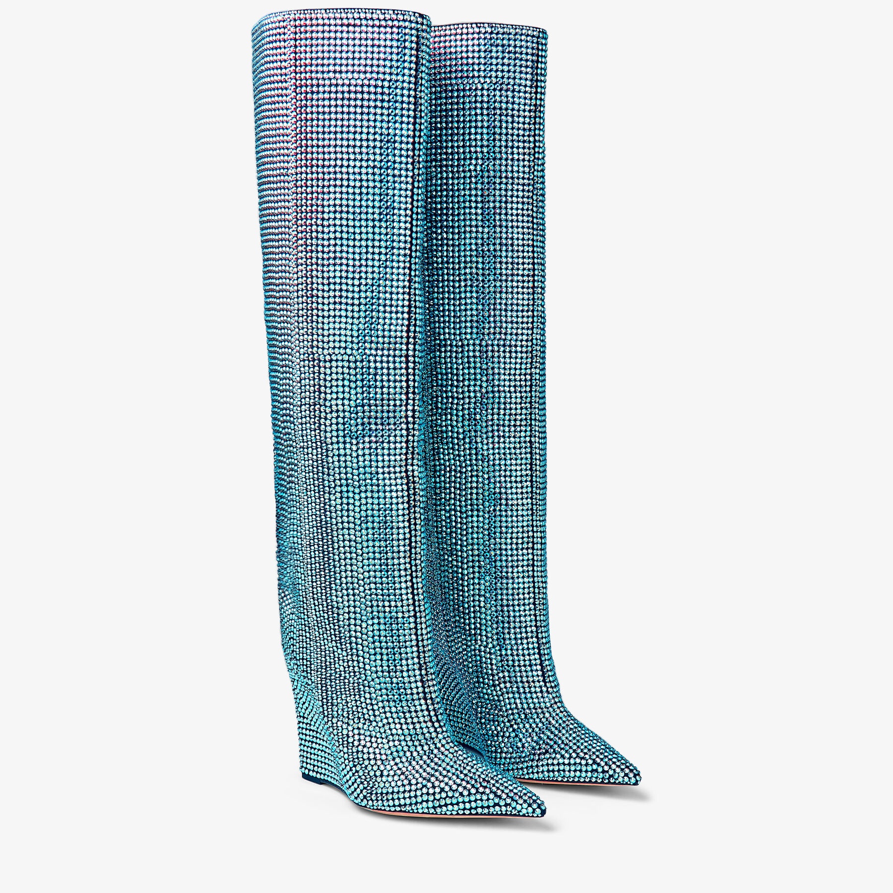 Blake Knee Boot 110
Malibu Mix Suede Wedge Knee-high Boots with Honeybomb Crystals - 2