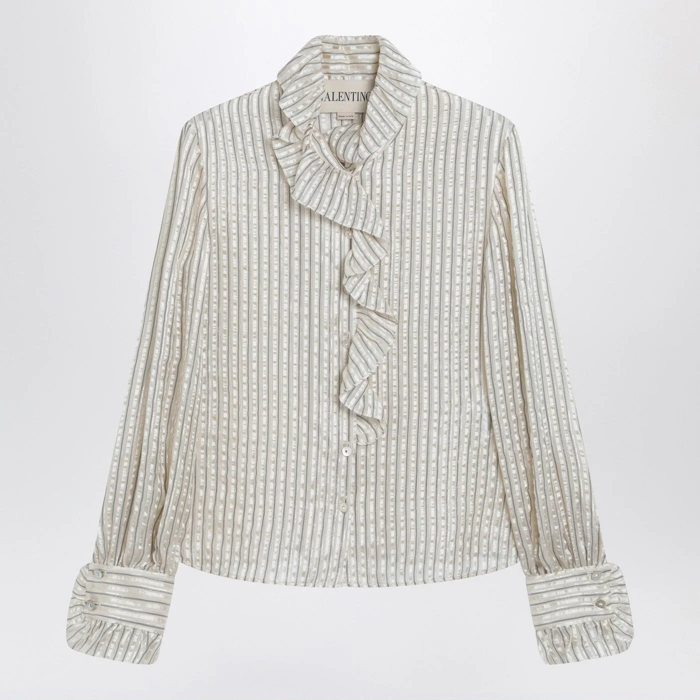 Valentino Light Beige Silk-Blend Shirt With Ruffles Women - 1