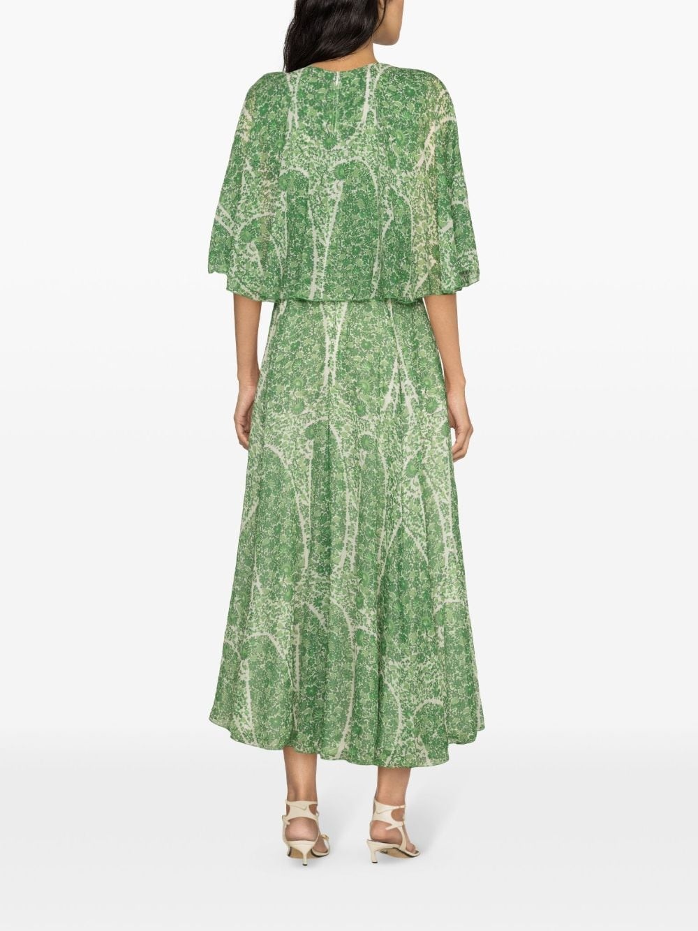 botanical-print silk midi dress - 4