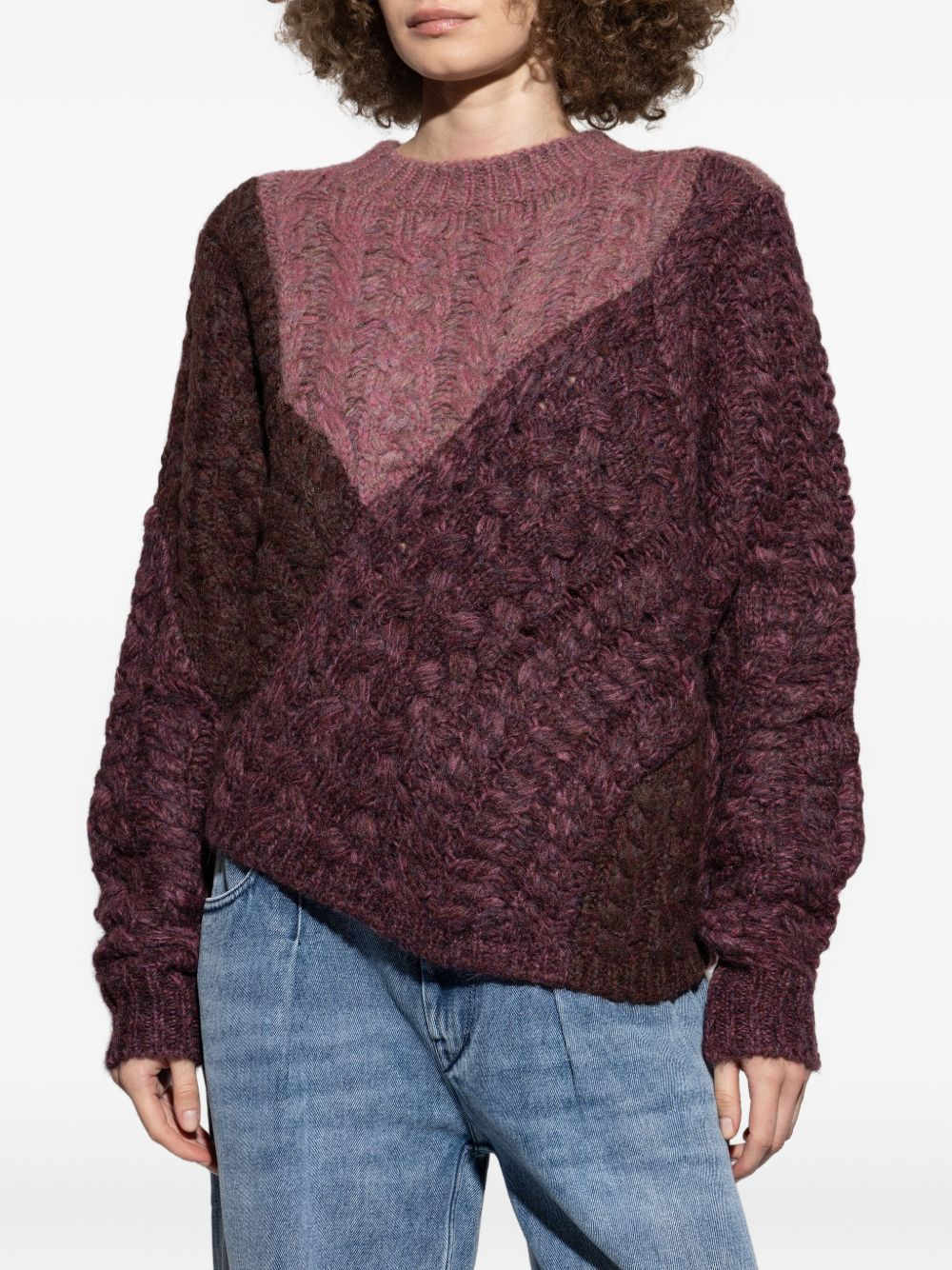 cable-knit patchwork sweater - 3