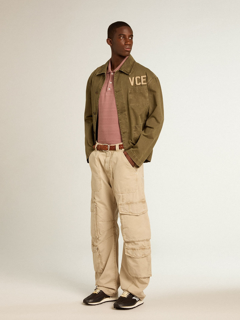 Golden Goose Men's khaki-colored cotton cargo pants outlook