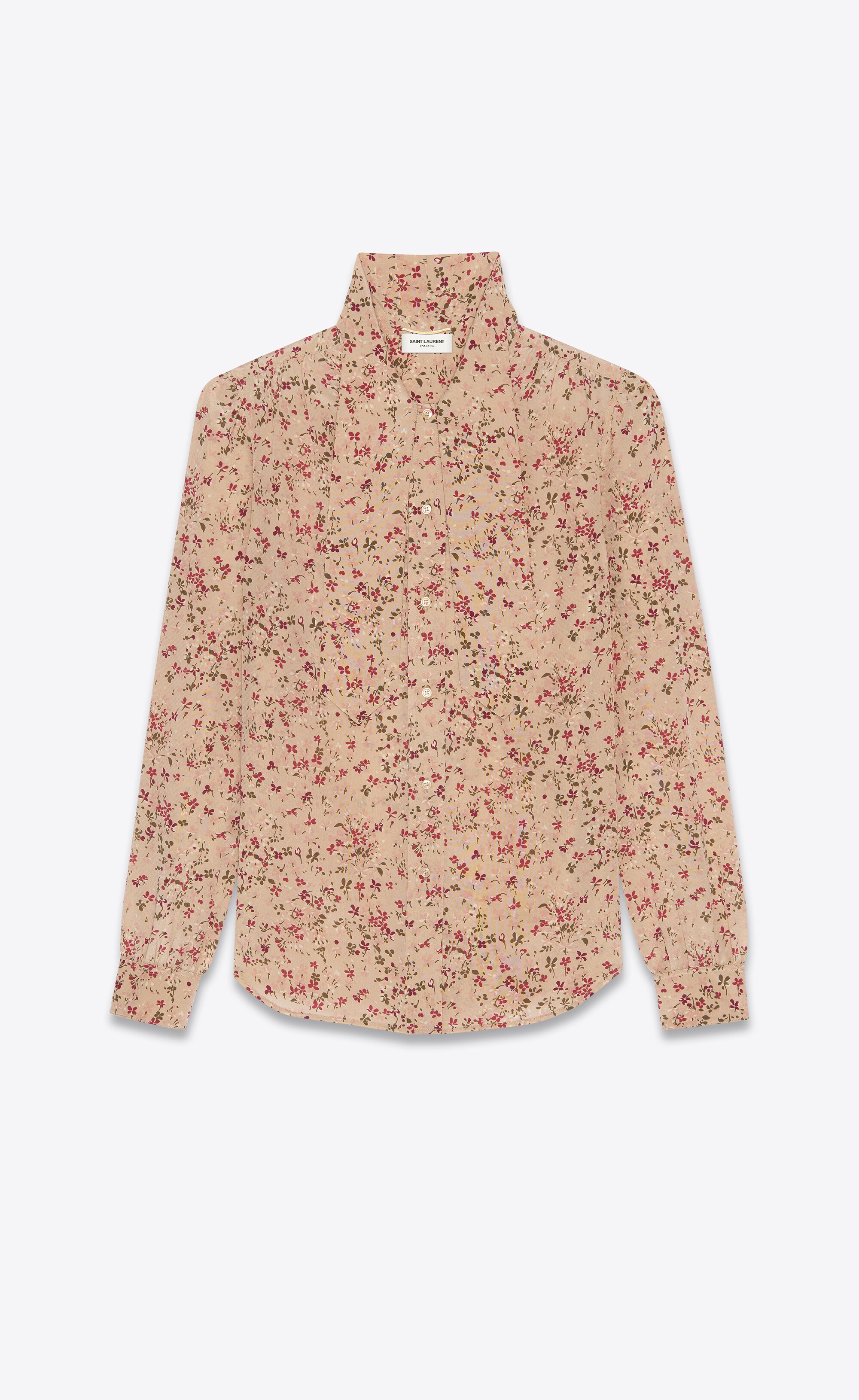 lavallière-neck blouse in floral crepe de chine - 2