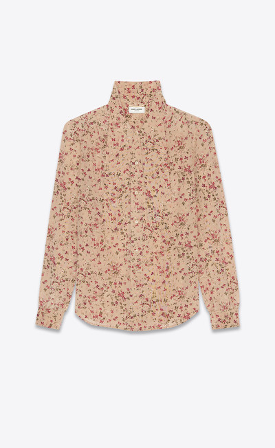 SAINT LAURENT lavallière-neck blouse in floral crepe de chine outlook