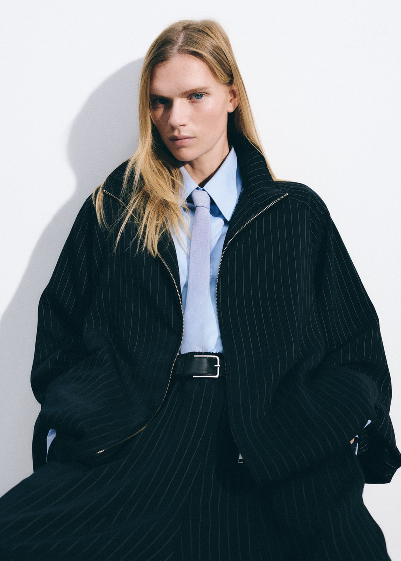 The Frankie Shop Baxter Track Jacket - Navy/White Pinstripe outlook