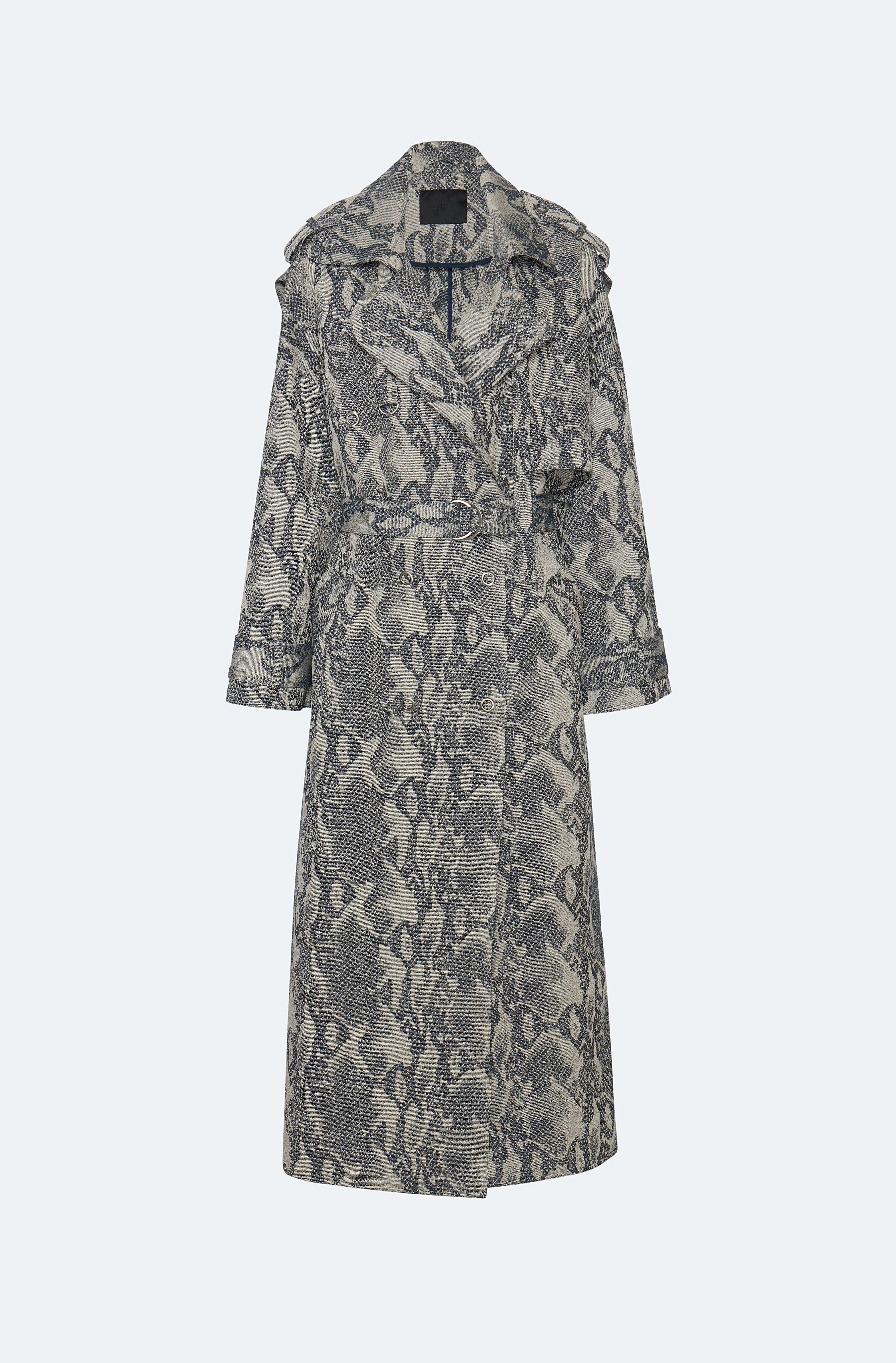 Snake Denim Double Breasted Trench - 1