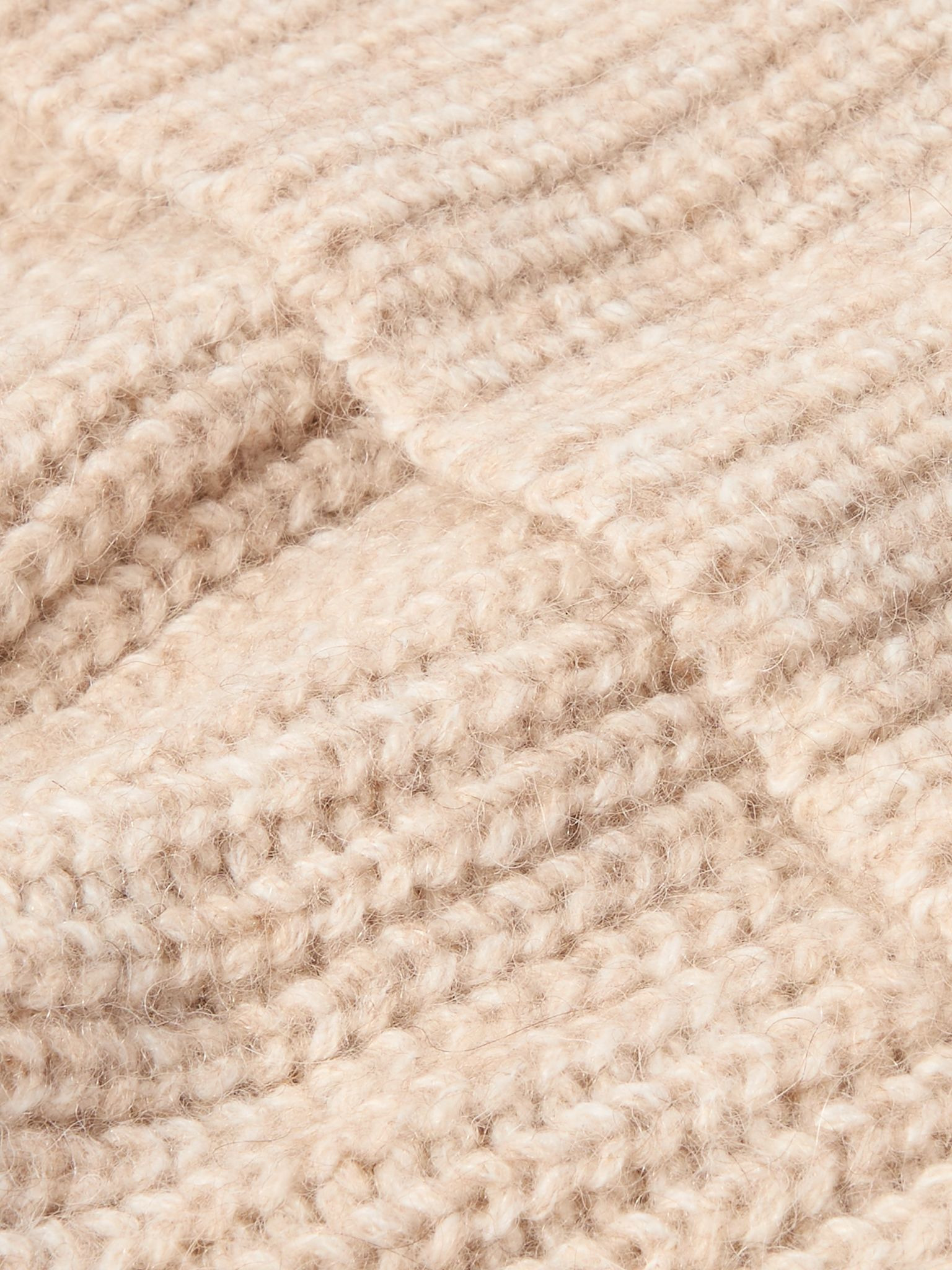 Brushed Ribbed-Knit Beanie Beige - 3