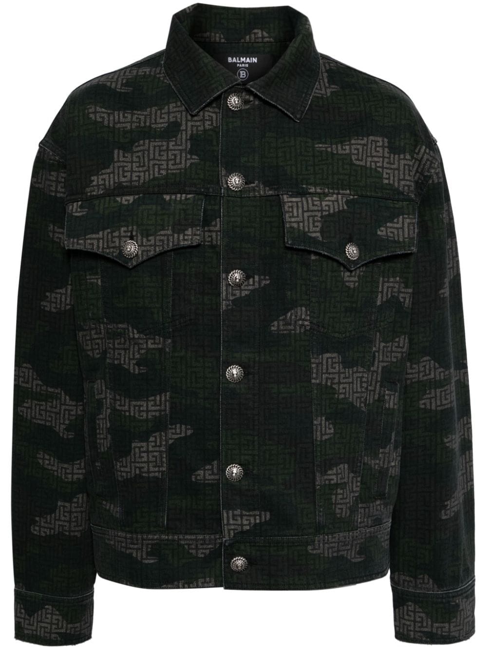 Khaki Print Denim Jacket - 1
