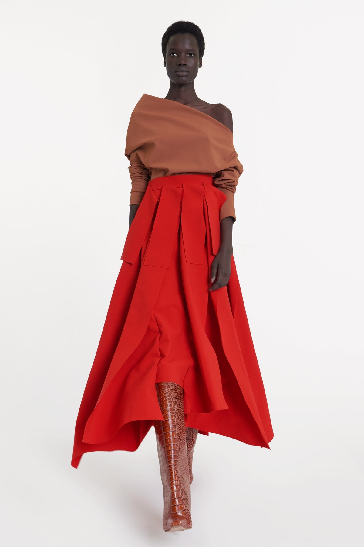 MULTIPLE ASYMMETRIC PANELS SKIRT RED - 6