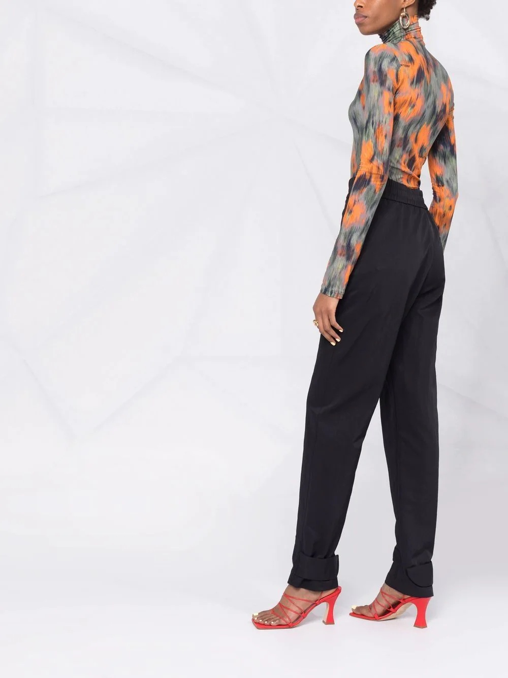 ankle-strap straight-leg trousers - 7