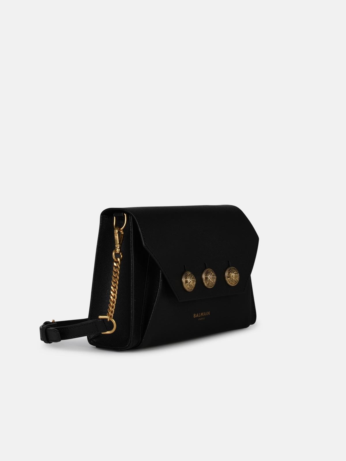 'EMBLEME' BLACK LEATHER CROSSBODY BAG - 2