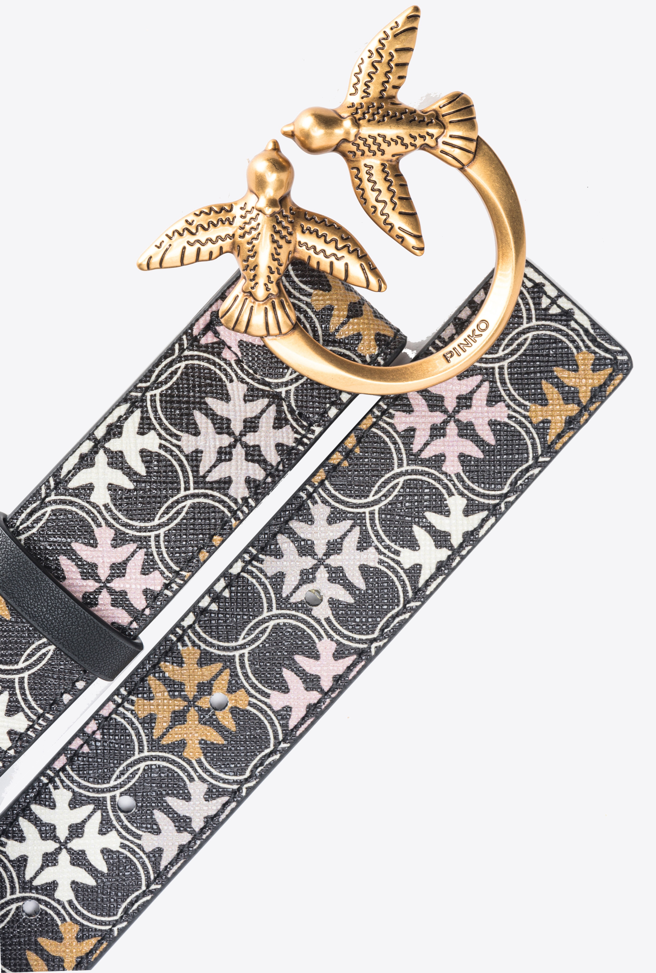 3CM LOGO-PRINT BELT WITH LOVE BIRDS BUCKLE - 4