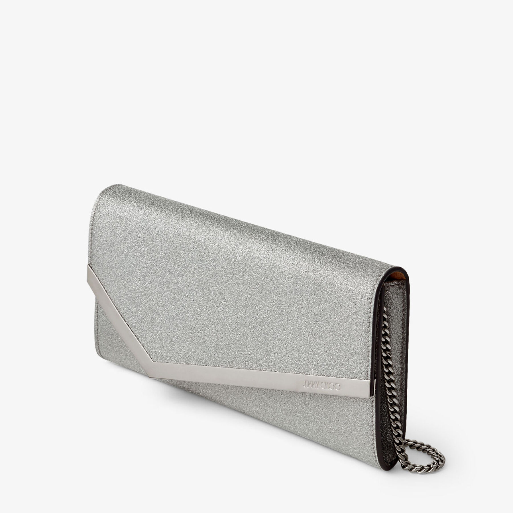 Emmie
Silver Fine Glitter Leather Clutch Bag - 2