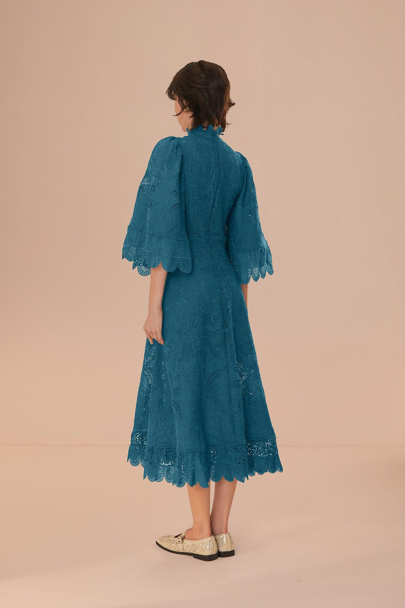 Green Guipire Cut-Out Midi Dress 5