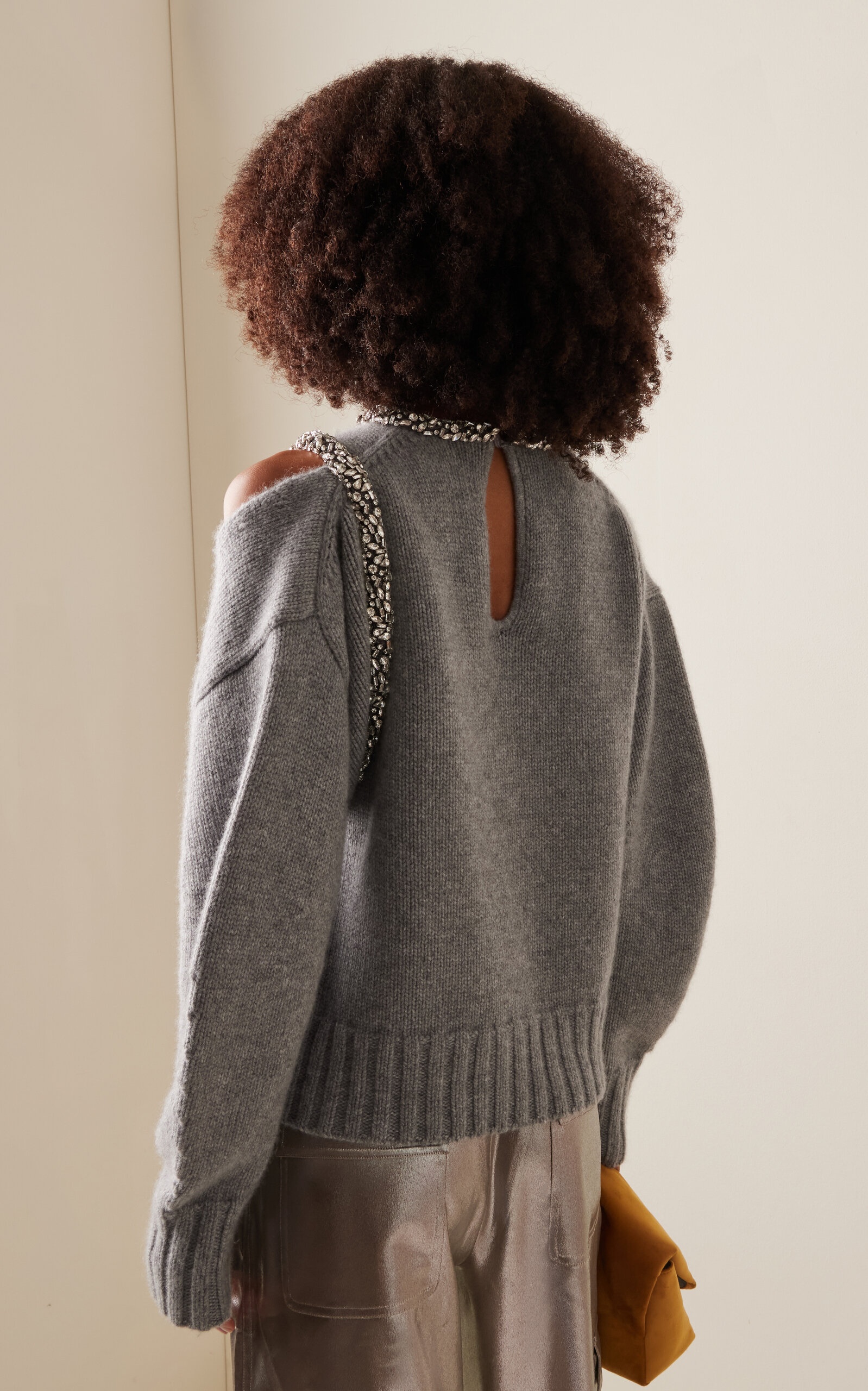 Monrow Embellished Wool-Cashmere Sweater grey - 4