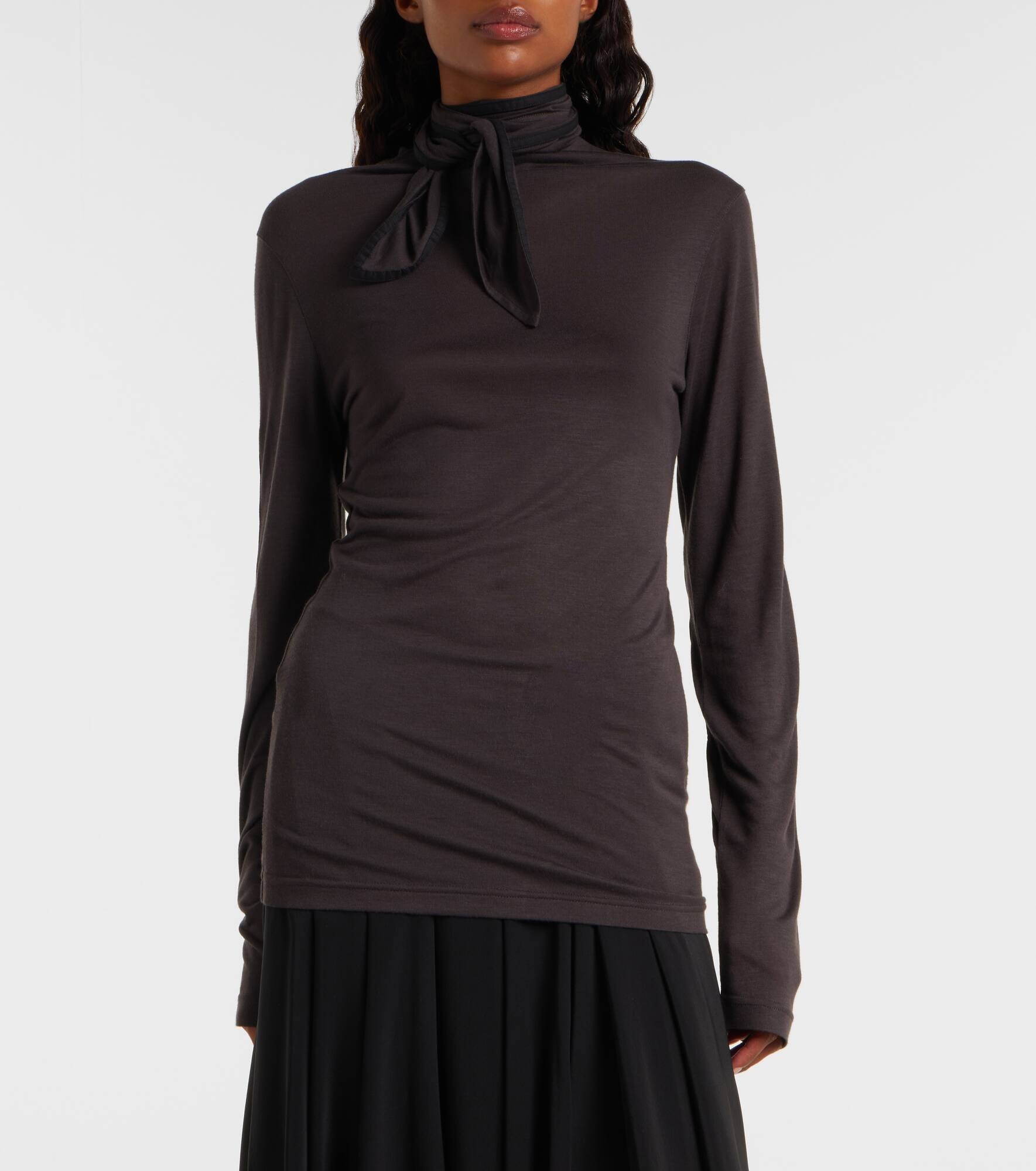 Tie-neck jersey top - 6