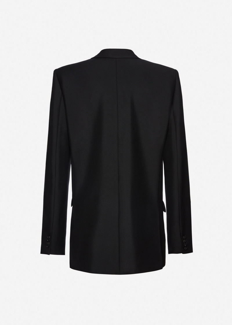 Single-breasted wool blazer in black 2