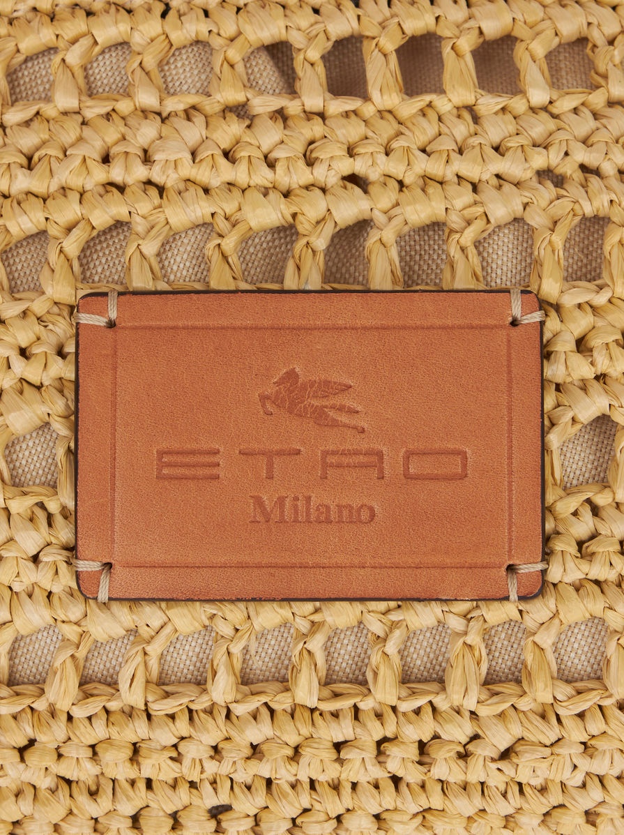 SMALL SHOULDER BAG IN PERFORATED RAFFIA - 6