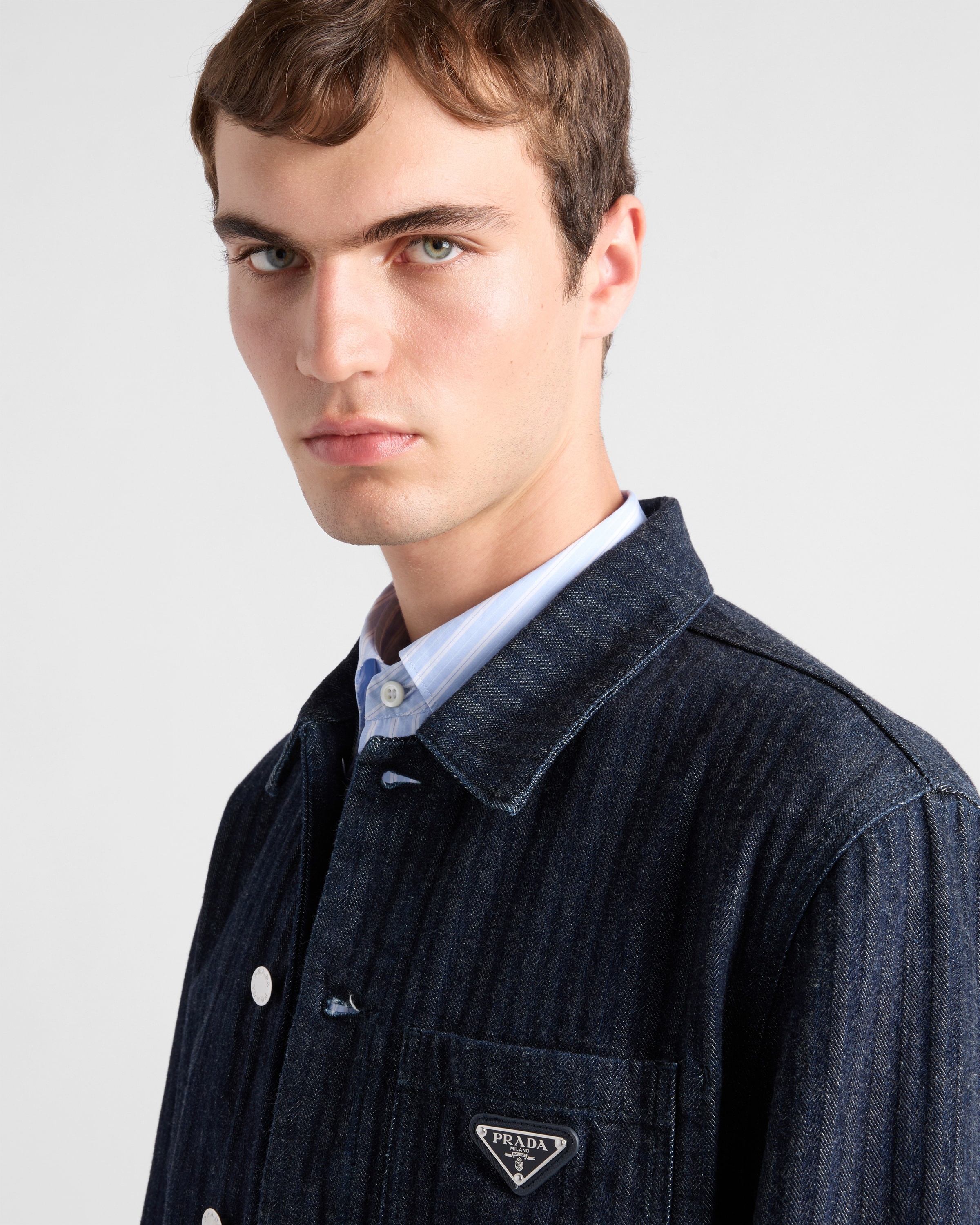 Chevron denim blouson jacket - 3