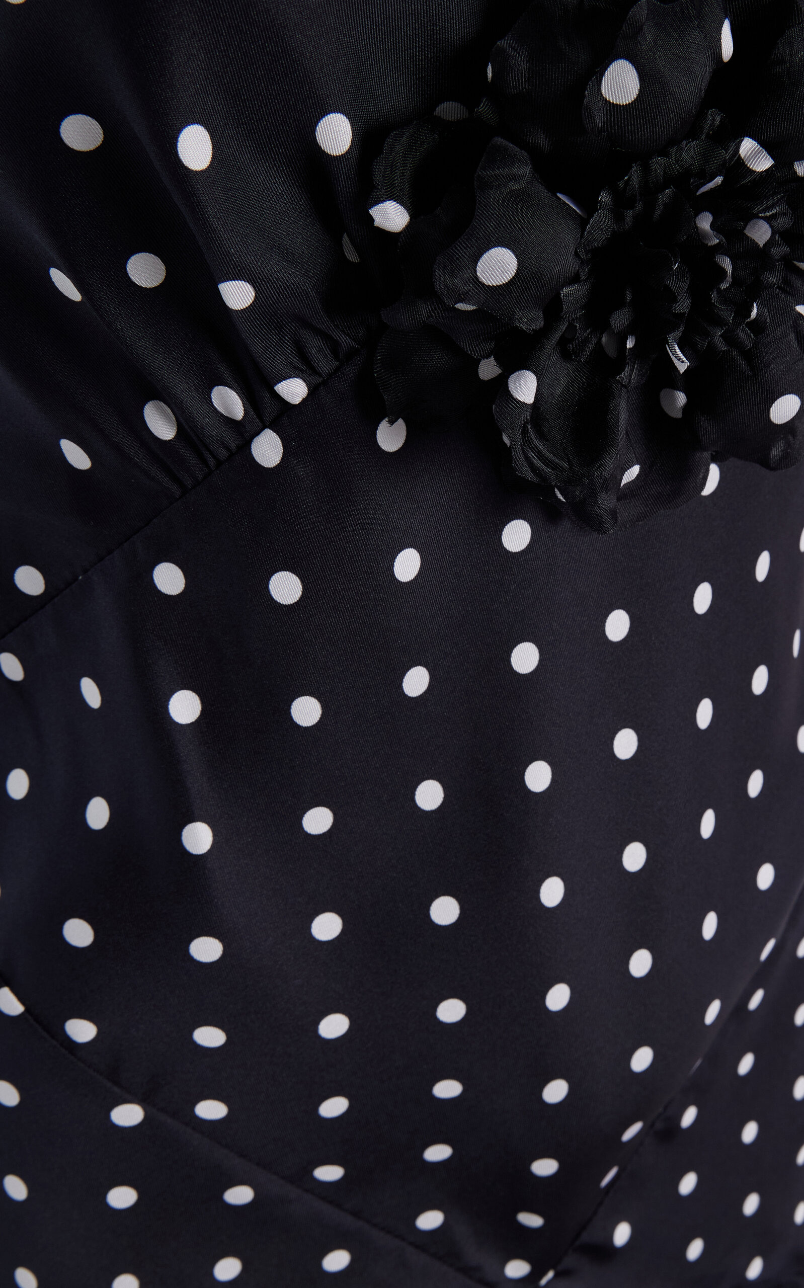 Flower-Detailed Polka-Dot Silk-Twill Mini Dress black - 5