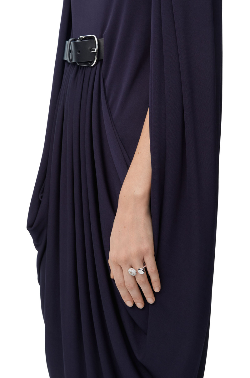 Anagram Pebble double ring in sterling silver and crystals 2