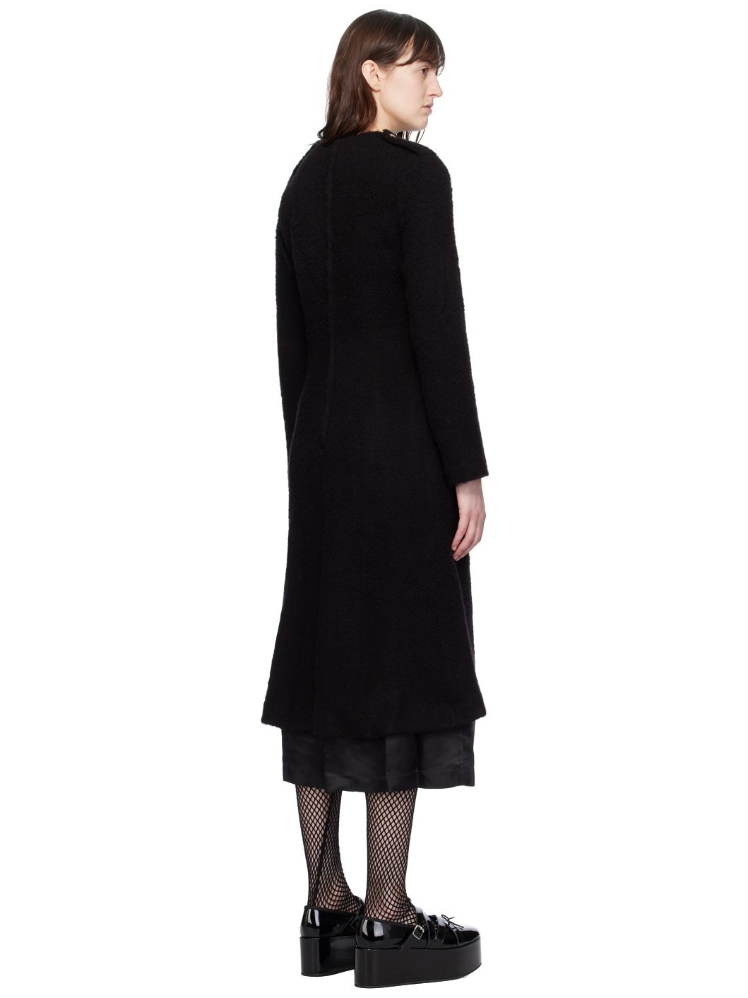 Black Flap Pockets Midi Dress - 3